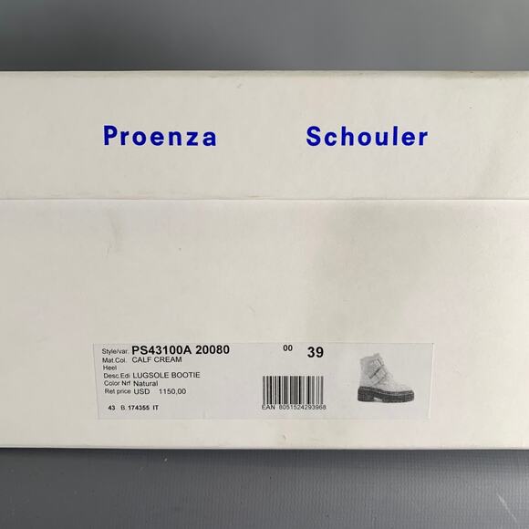 PROENZA SCHOULER Size 9 Cream Black Leather Calf Buckle Boots - Picture 10 of 10